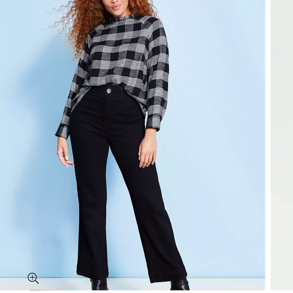 NWT LOFT Women’s Black High-Waist Slim Wide Leg Pants - Size 6